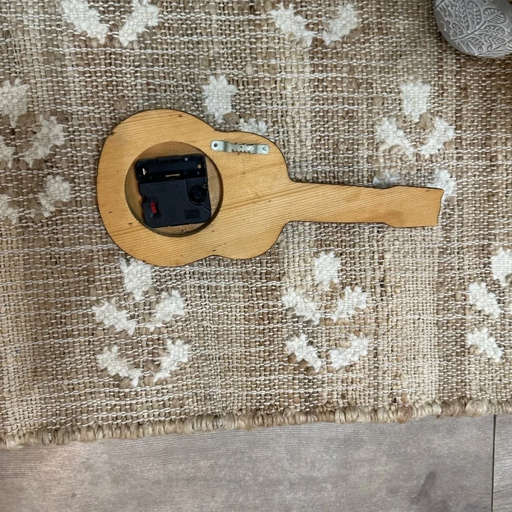 Vintage Elvis Presley Lacquered Wood Working Guitar Shaped Wall Clock